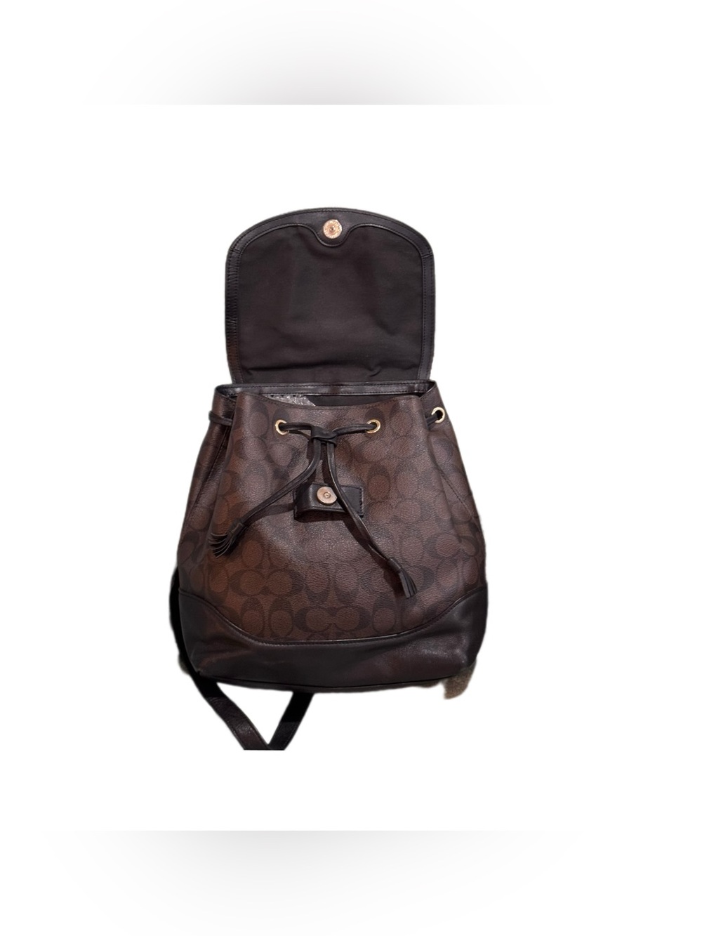 Coach Elle backpack featuring a signature canvas print and smooth leather trim. - Picture 9 of 11
